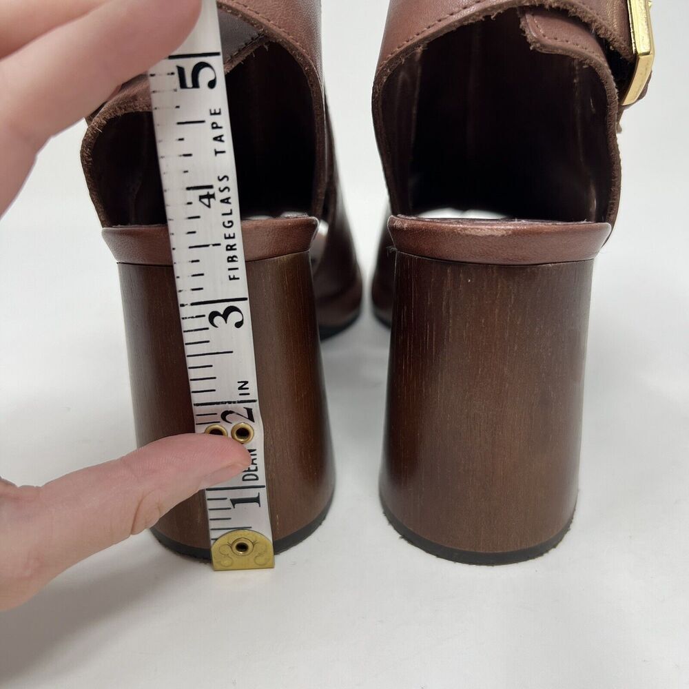 Chocolat Blu Tan Leather Block Heel Sandals - Picture 10 of 13